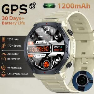 Men'S Smart Watch with 1.91&quote; HD Display, 100+ Sports Modes, Pedometer, Distance Tracker, IP67 Waterproof, Magnetic Charging, Voice Control, Call/Message Notifications