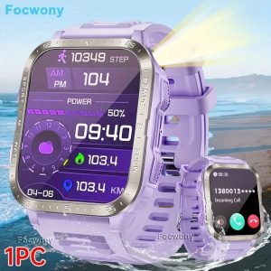Synwoo Outdoor Smart Watch for Men & Women - IPX8, 100+ Sport Modes, LED Flashlight, Pedometer, Magnetic Charging, 1.96&quote; IPS+ TFT Display, Rechargeable Lithium Battery, Ideal for Running, Cycling, Swimming, Outdoor Fitness Tracker|Modern Smartwatch|IPX8,