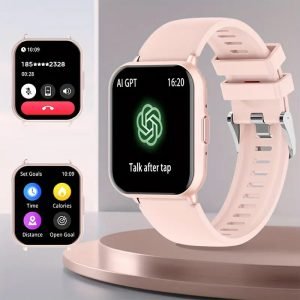 Synwoo Stainless Steel Smart Watches for MenAnswer/Make Call, 1.7&quote; Big Screen, Upgraded Outdor 600mAh Sports Smartwatch with Flashlight, IP68 Smart Clock for iPhone Android
