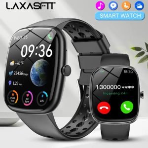 CatShin Smart Watch for Men - 1.85&quote; Full Touchscreen, IP67, 710mAh Battery, 100+ Sports Modes, 3D UI, Wireless Calls & Messages, Music Control, LED Lights, Stainless Steel Band, Compatible with Android/iPhone, Perfect Gift for Him