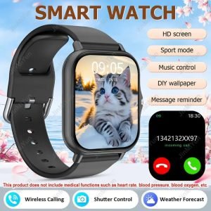 Smartwatch with Full Wireless Touchscreen - Call/Dial/Incoming Call Reminder, USB Rechargeable, Multiple Sports Modes, Outdoor Running, Message Notifications, TPU Strap, Remote Camera And Music, Compatible with Android And Iphone, Not Waterproof, Gift.